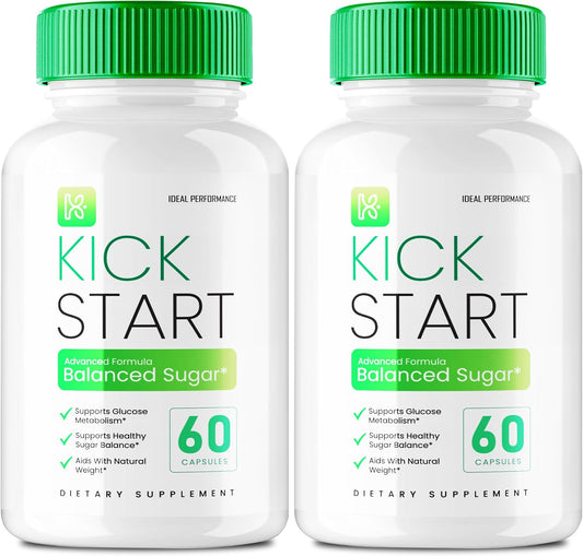 IDEAL PERFORMANCE Kick Start Capsules - Balanced Blood Sugar Supplement & Glyco Optimiser (2 Pack)