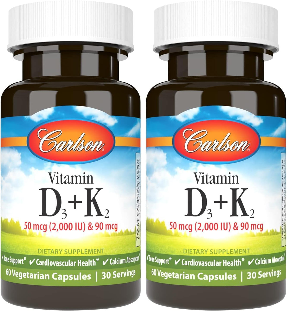 Carlson Vitamin D3 + K2, 50 mcg (2000 IU) Vitamin D3 & 90 mcg Vitamin K2 as MK7, 30 Softgels - görsel 10
