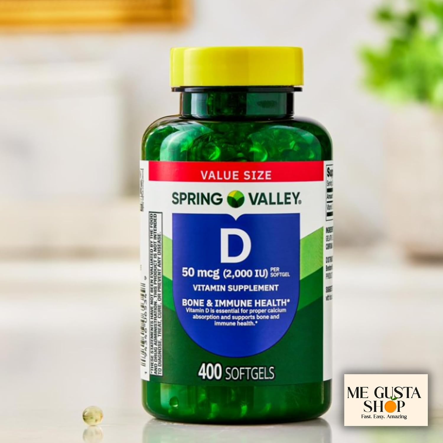 Spring Valley Vitamin D Supplement Softgels, 50 µg (2,000 IU), 400 Count - görsel 8