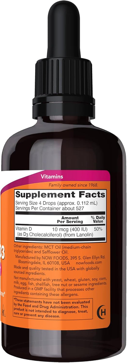 NOW Foods Liquid Vitamin D-3 – 2 fl oz (59 ml)
