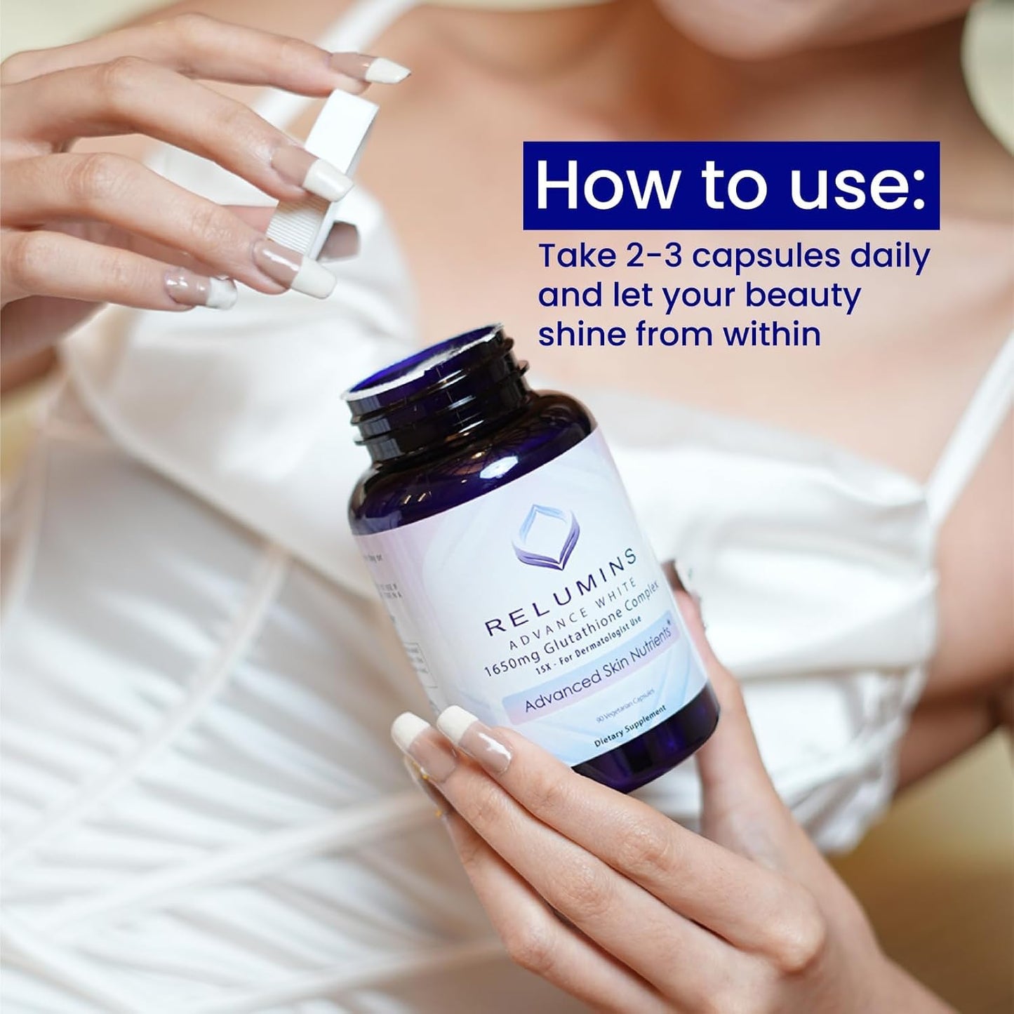 Relumins 1650 mg L-Glutathione Complex with Hyaluronic Acid, Alpha Lipoic Acid, Rose Hips, Vitamin E & Riboflavin - görsel 5