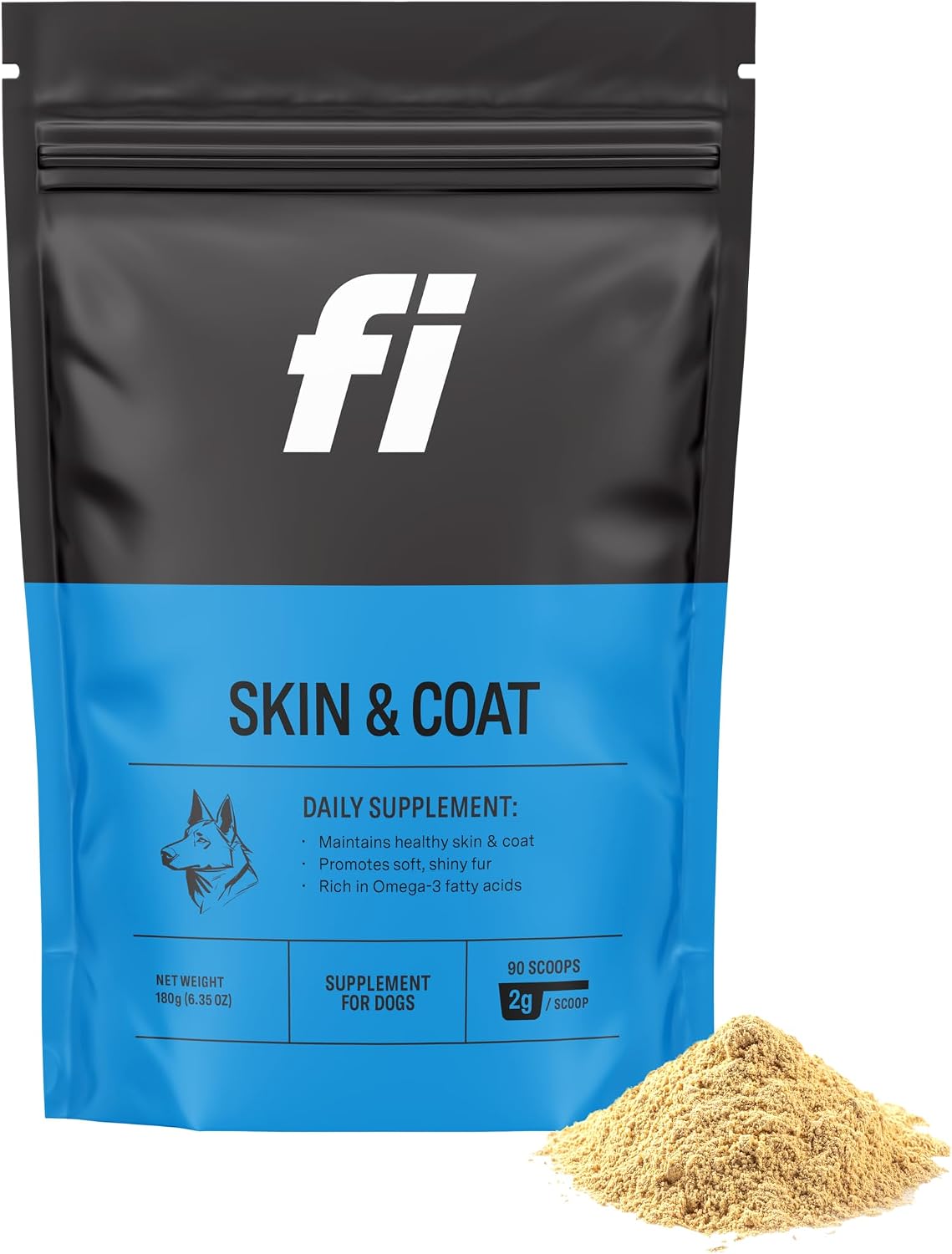 Fi Dog Supplements - Skin & Coat Powder Food Topper | Omega-3, Biotin & Zinc | Vet-Formulated | 90 Scoops - görsel 1
