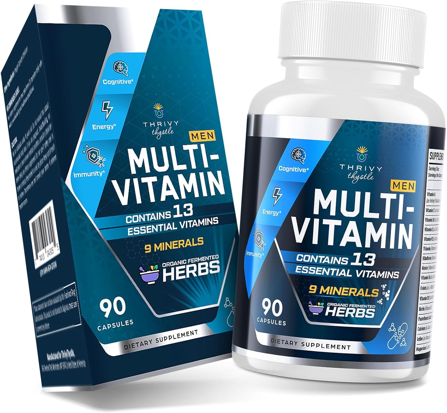 ThrivyThystle Multivitamin for Men Over 50 with Methylated B12 and Folate - 180 Capsules - görsel 8