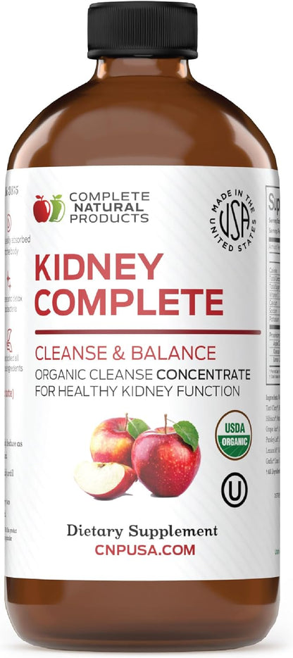 Complete Natural Products Kidney Complete - 16 fl oz (473 ml) Liquid Kidney Support Supplement with Apple Cider Vinegar, Lemon and Organic Chanca Piedra