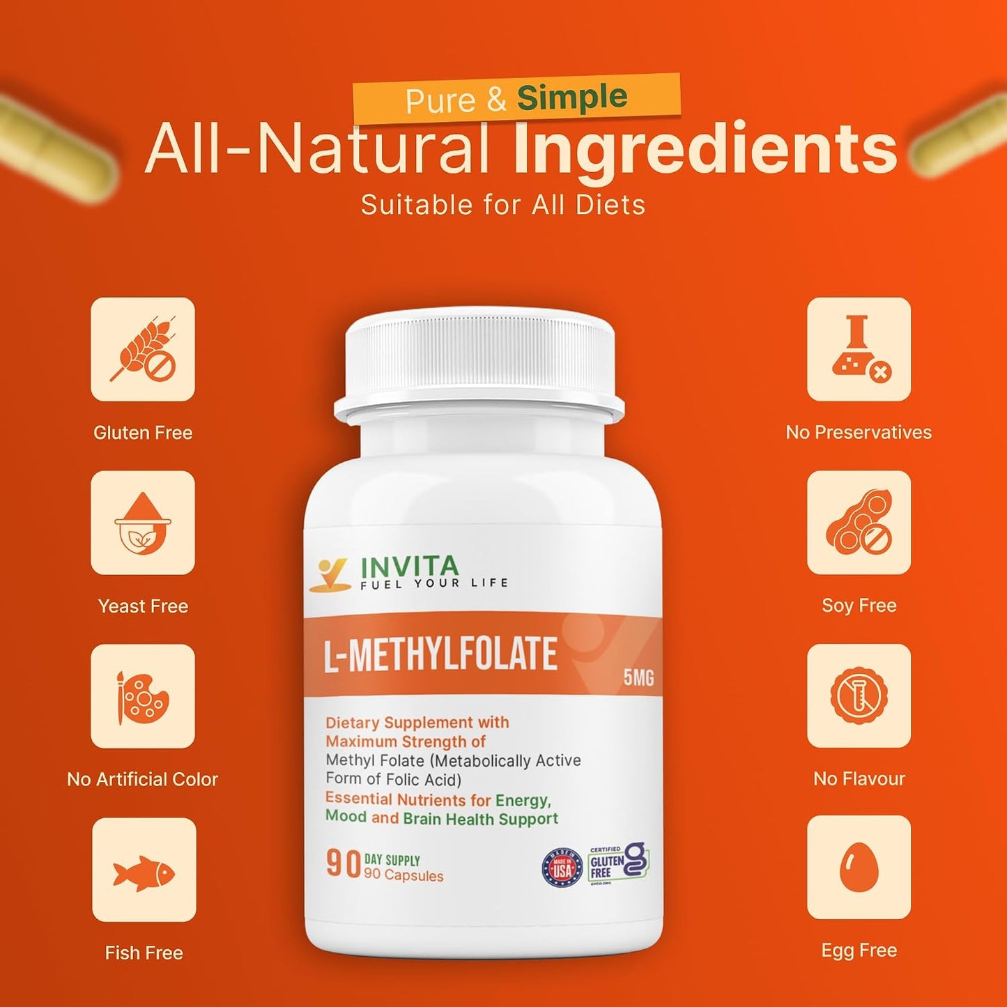 INVITA L-Methylfolate 5mg – 90 Capsules - görsel 6