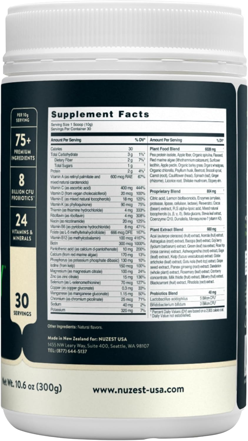 Nuzest Greens Powder Good Green Vitality – Vitamins, Minerals & Superfoods – Vegan Multivitamin Supplement (300g) - görsel 2
