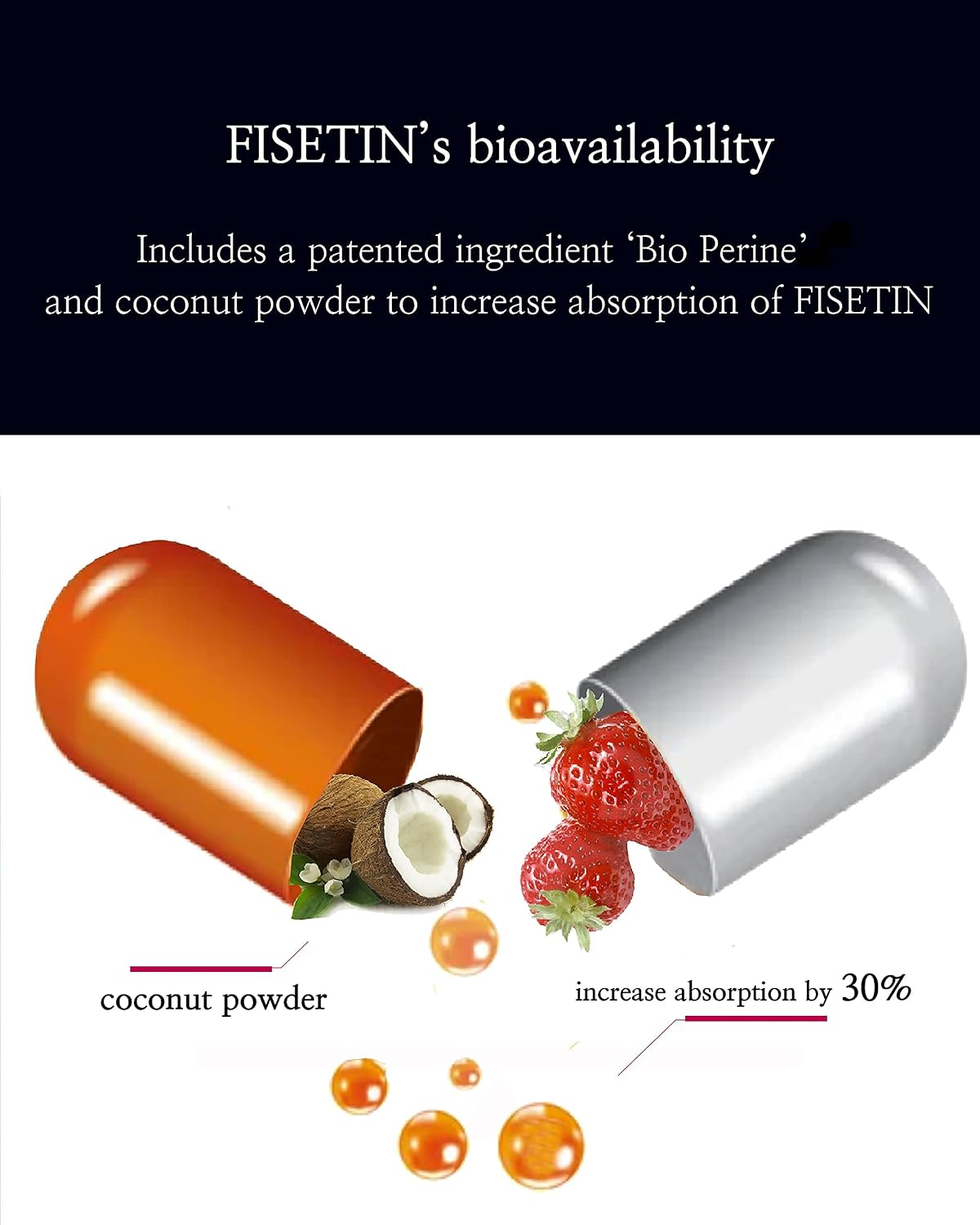 Rejuvecore Fisetin (60 Capsules) - Anti-Ageing Supplement with Bioperine - görsel 4