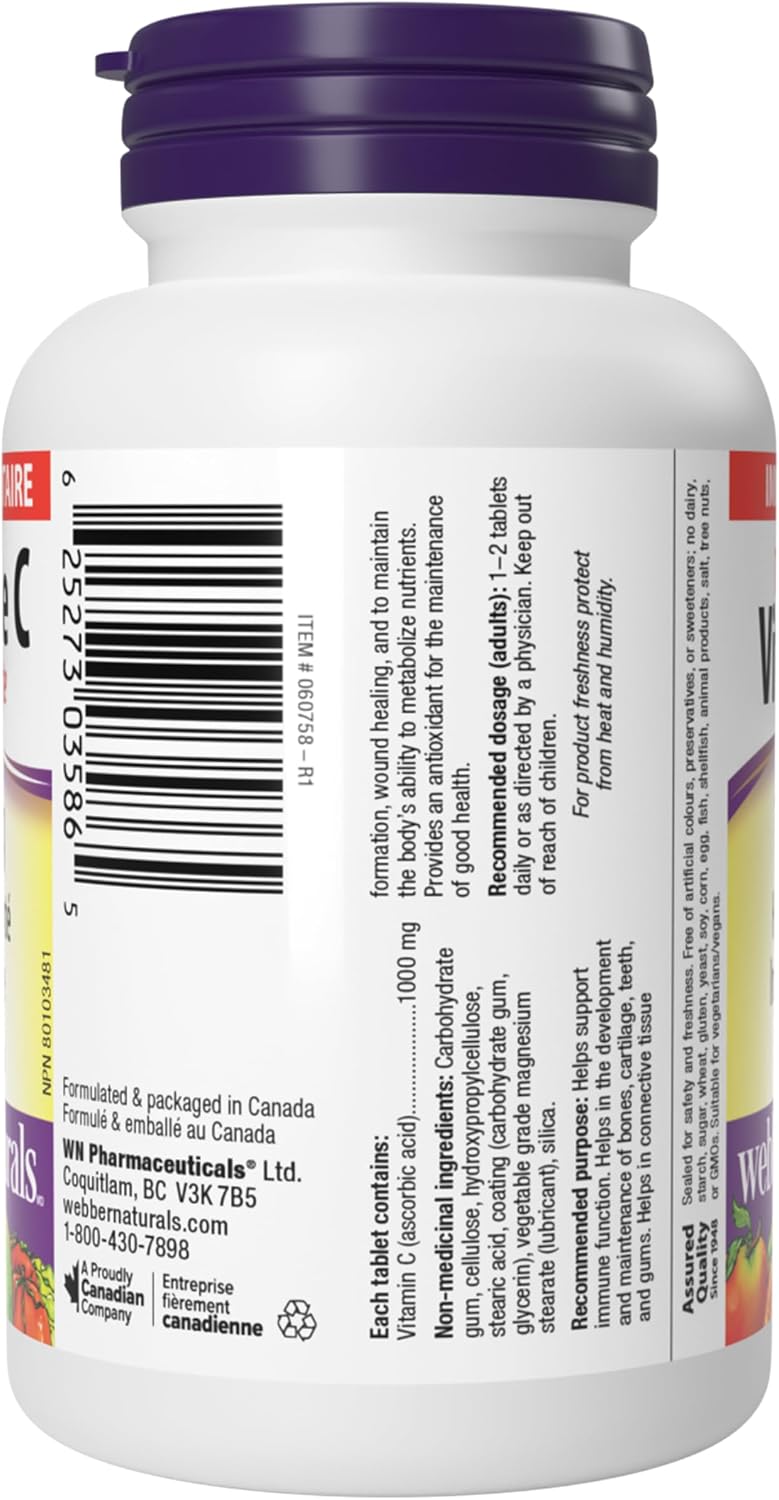 Webber Naturals Vitamin C Timed Release 1,000 mg, 60 Tablets - görsel 8