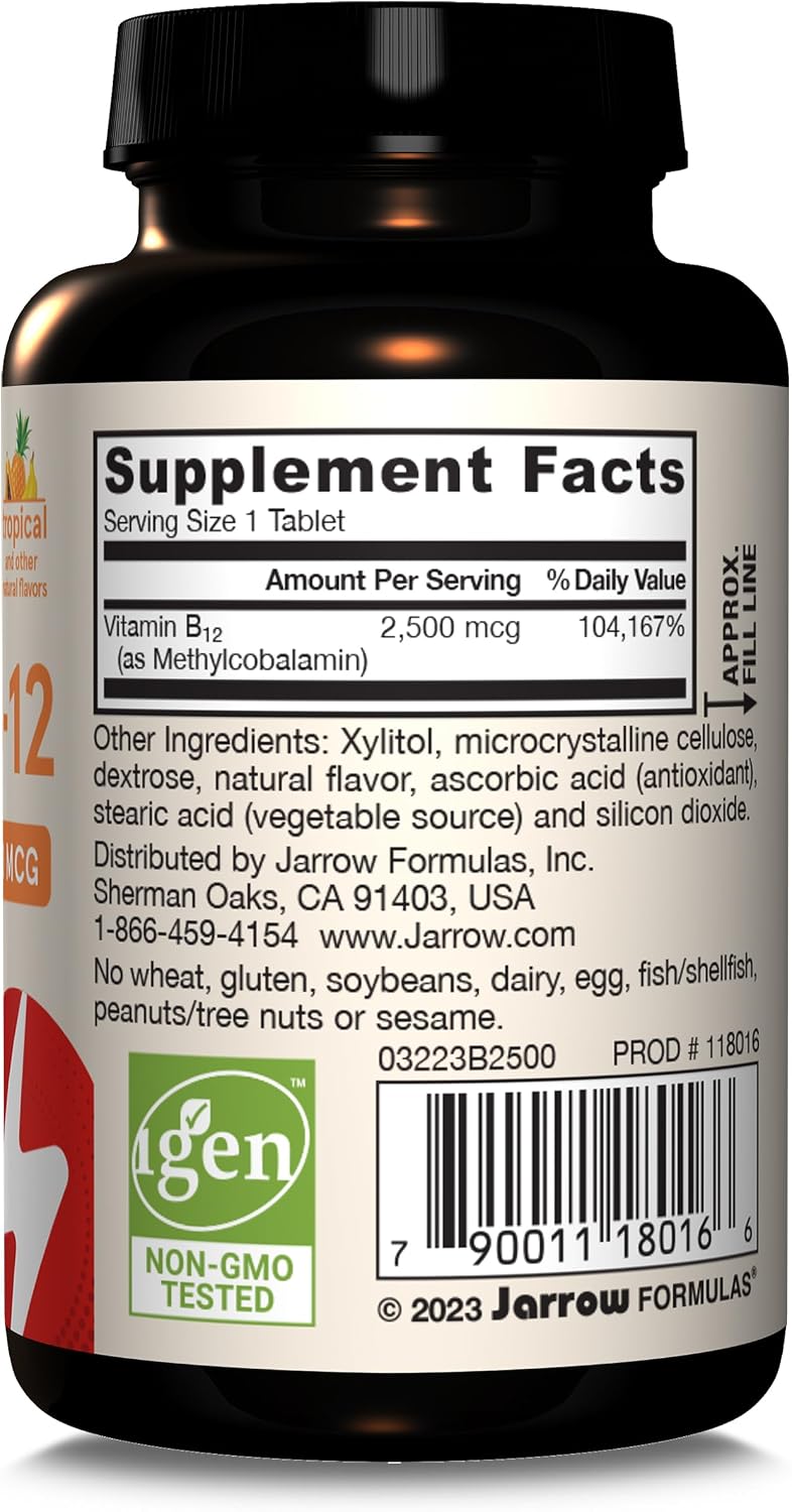 Jarrow Formulae Ultra Strength Methyl B-12 - 100 Chewable Tablets (Pack of 12) - görsel 9