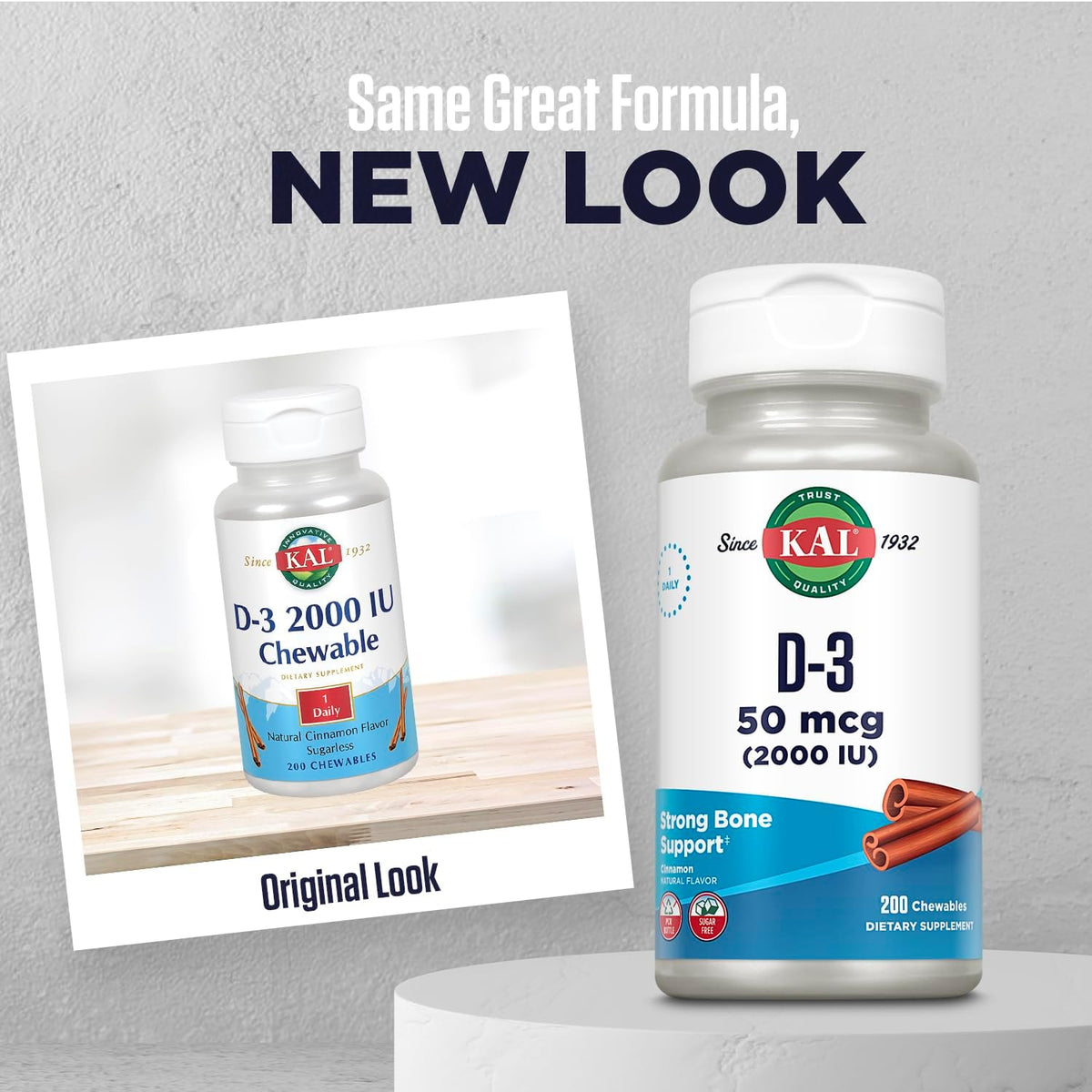 KAL Vitamin D3 Chewables - 2000 IU (50 mcg) - Sugar Free Natural Cinnamon Flavour - 200 Chewable Tablets - görsel 2
