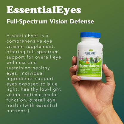 Ridgecrest Herbals EssentialEyes – Natural Eye Vitamin Supplement with Lutein, Zeaxanthin, and Bilberry Extract (120 Vegan Capsules)