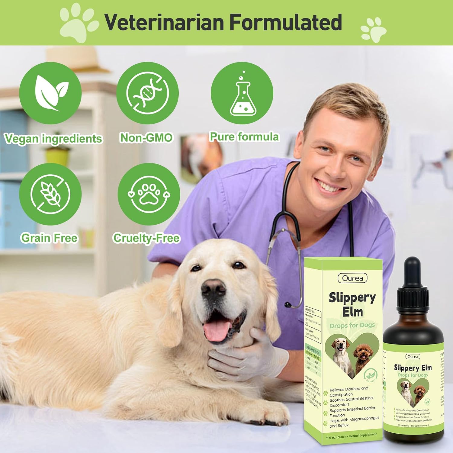 Slippery Elm for Dogs – Organic Herbal Digestive Support Drops - görsel 5
