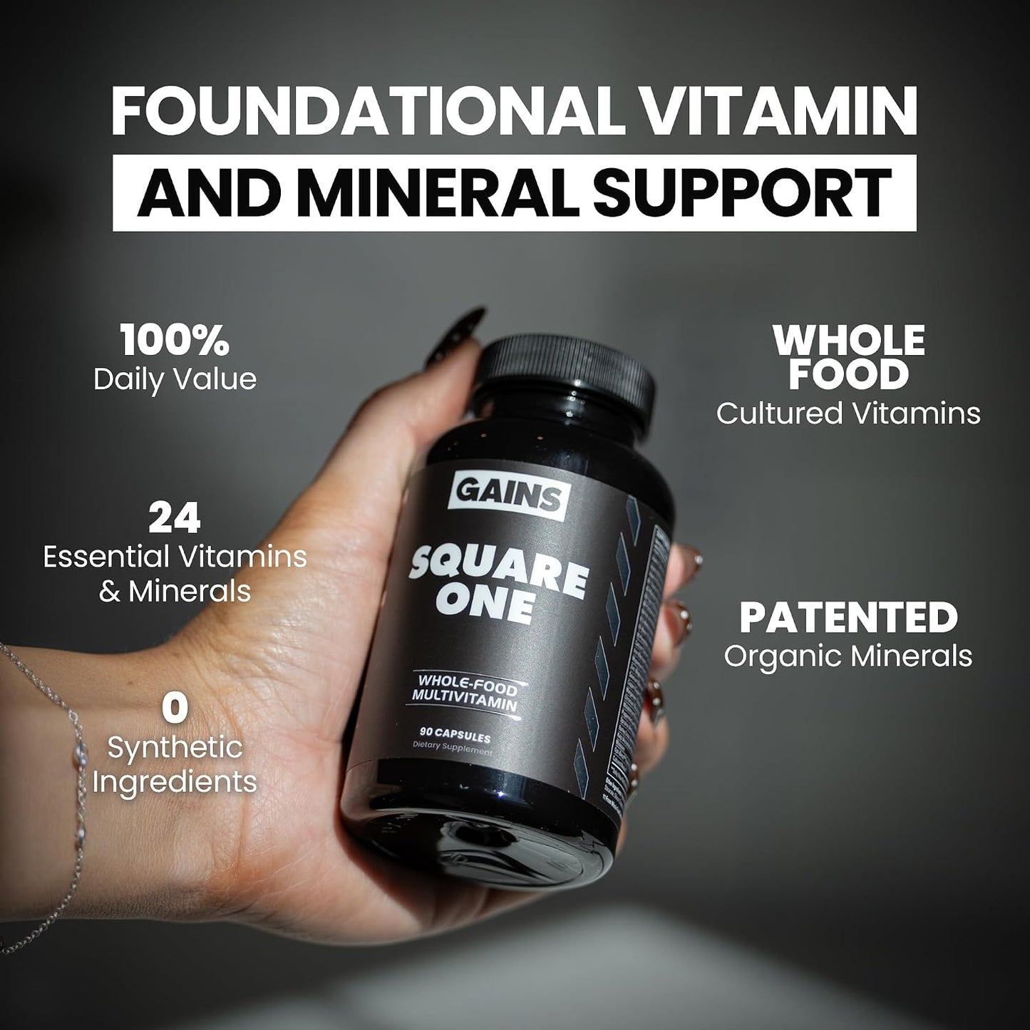 Gains in Bulk Square 1 Multivitamin and Mineral Supplement for Women and Men - 90 Capsules - görsel 4
