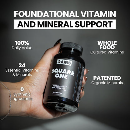 Gains in Bulk Square 1 Multivitamin and Mineral Supplement for Women and Men - 90 Capsules
