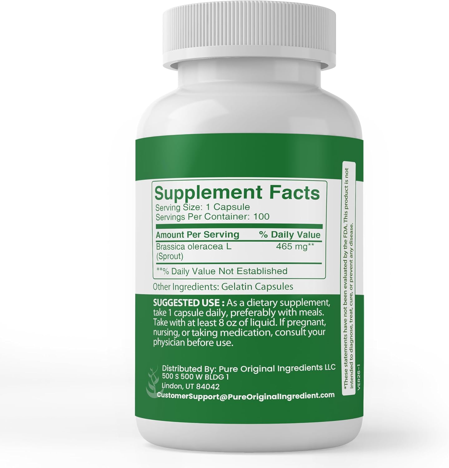 PURE ORIGINAL INGREDIENTS Broccoli Extract Capsules - 100 Capsules, No Additives, Laboratory Verified - görsel 3