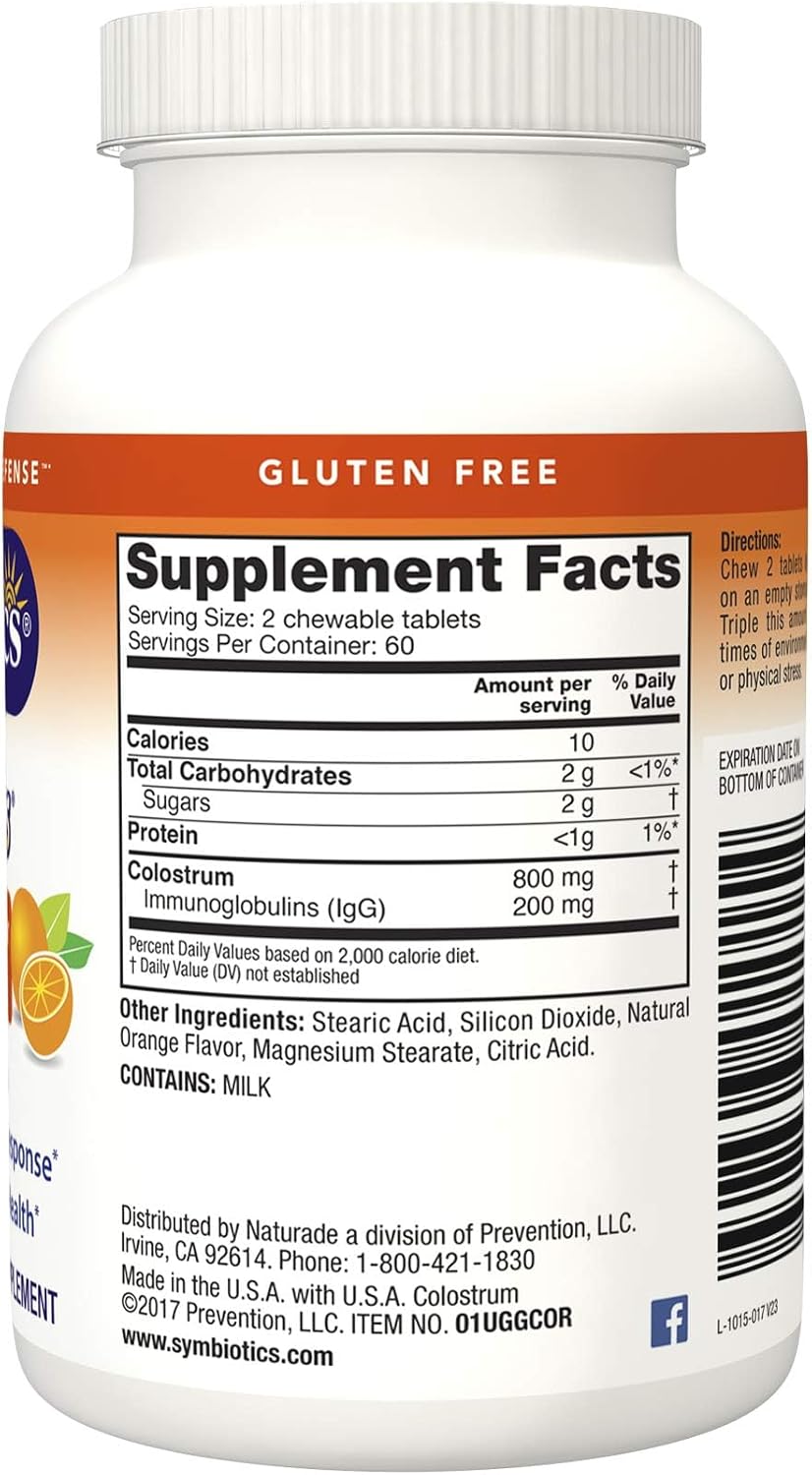 Symbiotics Colostrum Plus® Chewables, Orange Creme, 120 Chewable Tabs - görsel 2