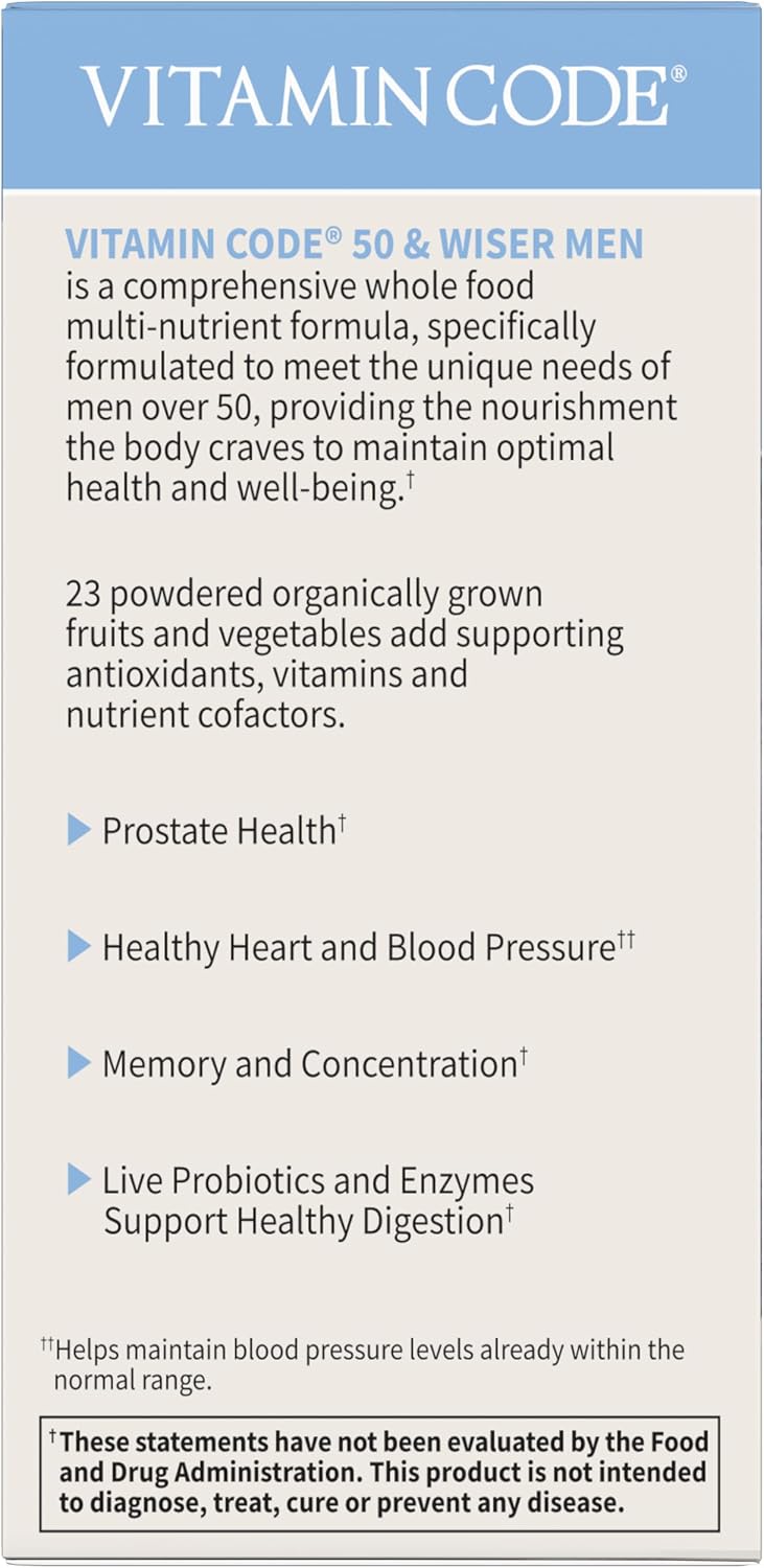 Garden of Life Vitamin Code Men 50 & Wiser Multivitamin with Probiotics, 240 Capsules - görsel 7