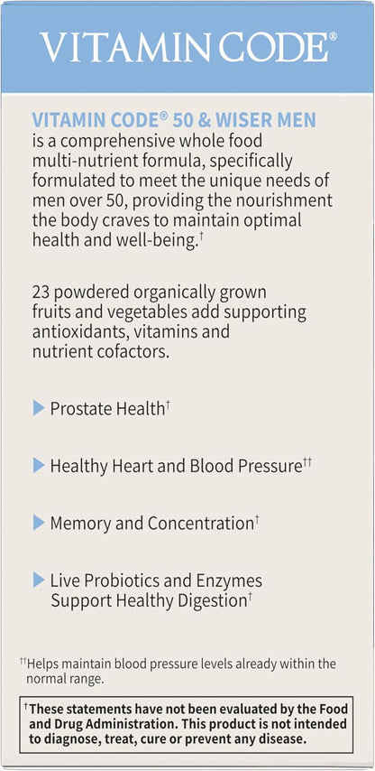 Garden of Life Vitamin Code Men 50 & Wiser Multivitamin with Probiotics, 240 Capsules