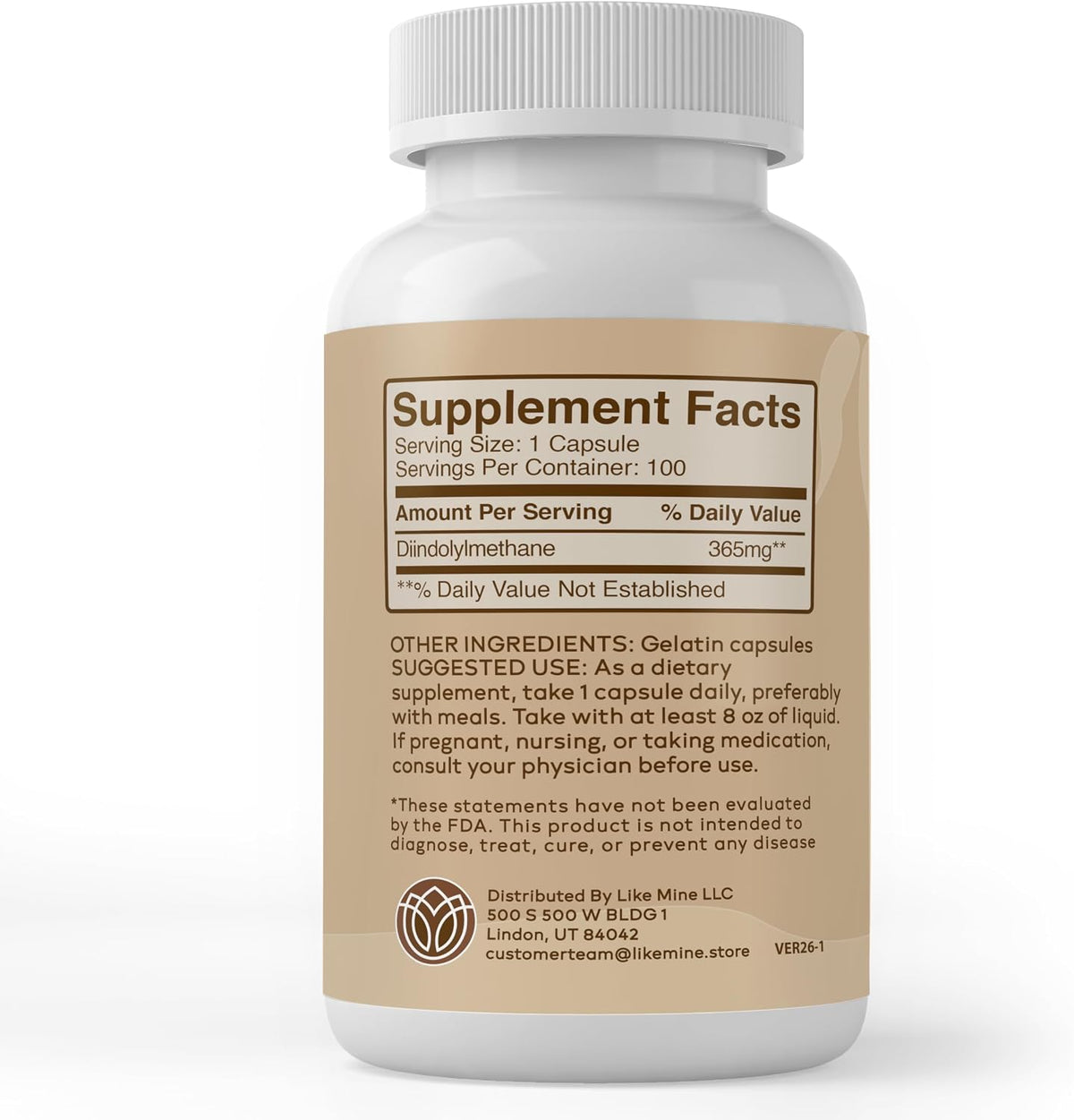 Like Mine DIM (100 Capsules), Pure and Natural, No Fillers or Additives, Food Supplement - görsel 2