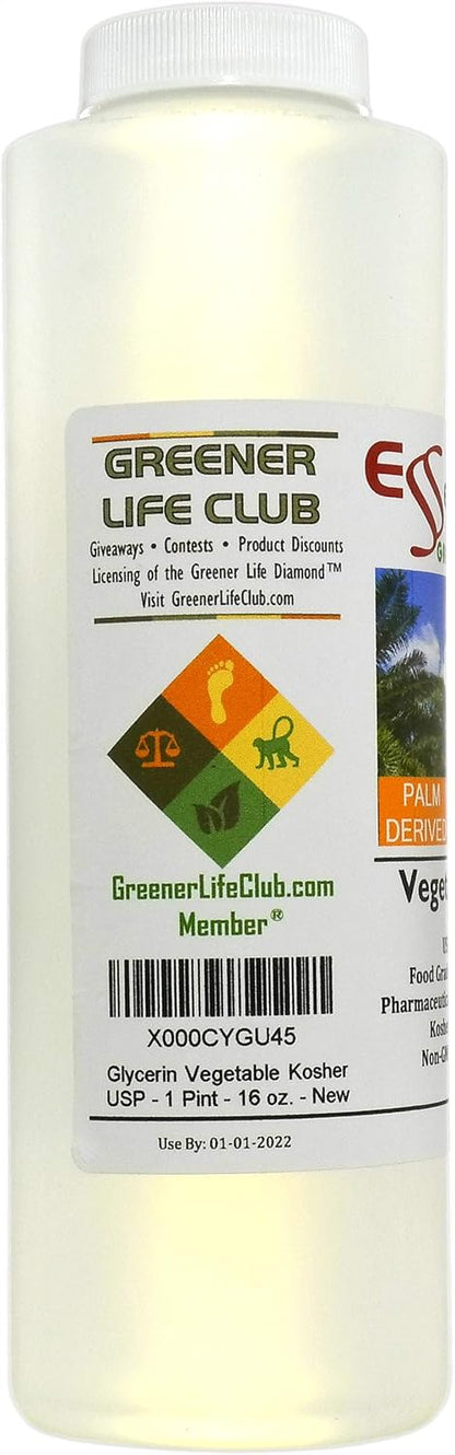 Vegetable Glycerin – 1 US Pint (473 ml) – RSPO Sustainable Palm, Non-GMO, Kosher, Pharmaceutical Grade