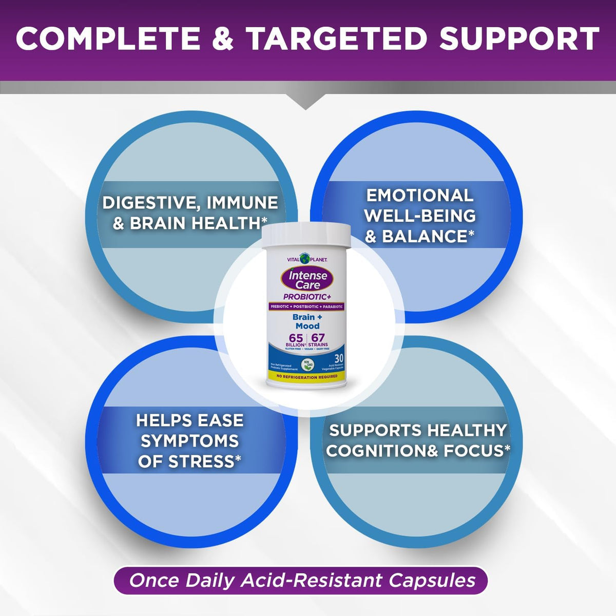 Vital Planet - Intense Care Brain & Mood Probiotics, 65 Billion CFU, 67 Strains, 30 Capsules - görsel 3