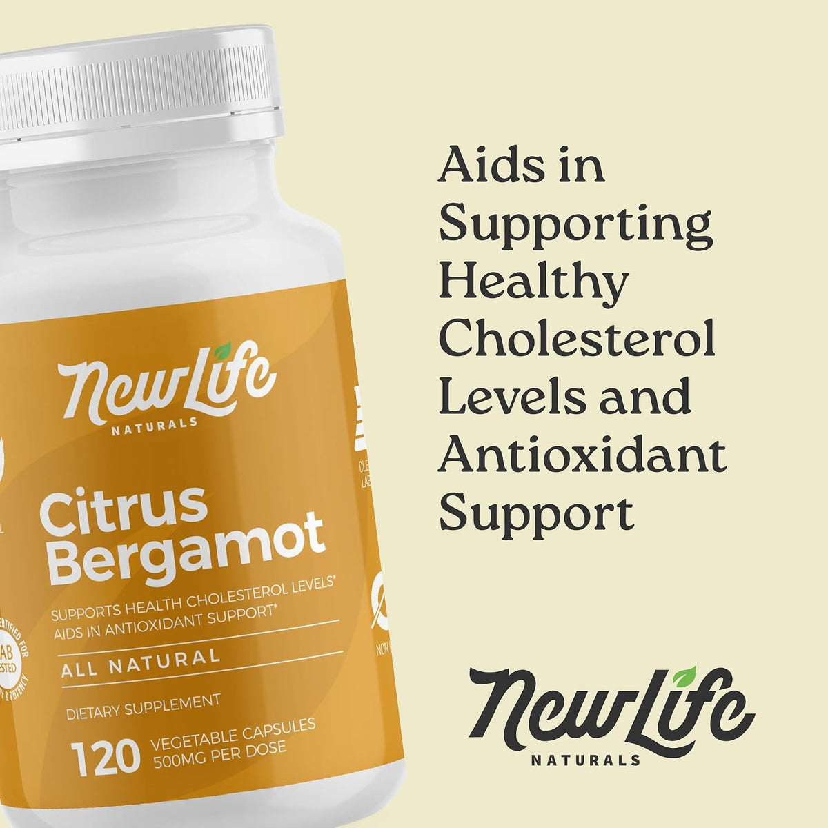 NewLife Naturals Citrus Bergamot 500 mg - Heart Health & Healthy Ageing Support - 60 Vegan Capsules - görsel 3