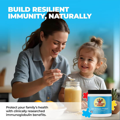 My Spectrum Heroes: Dairy-free Gut & Immune Booster - 1,200 mg of Pure IgG for Mucosal Immunity, Strong GI Barrier, Digestive Harmony, and Better Mental & Behavioural Health in Kids, with 60 Servings