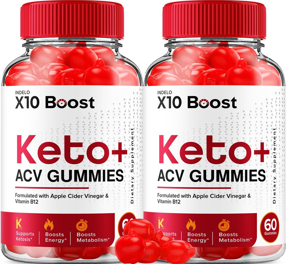 X10 Boost Keto ACV Gummies - 2 Pack (120 Gummies) - Keto Weight Management Supplement with B12, Beet Juice and Pomegranate - görsel 1