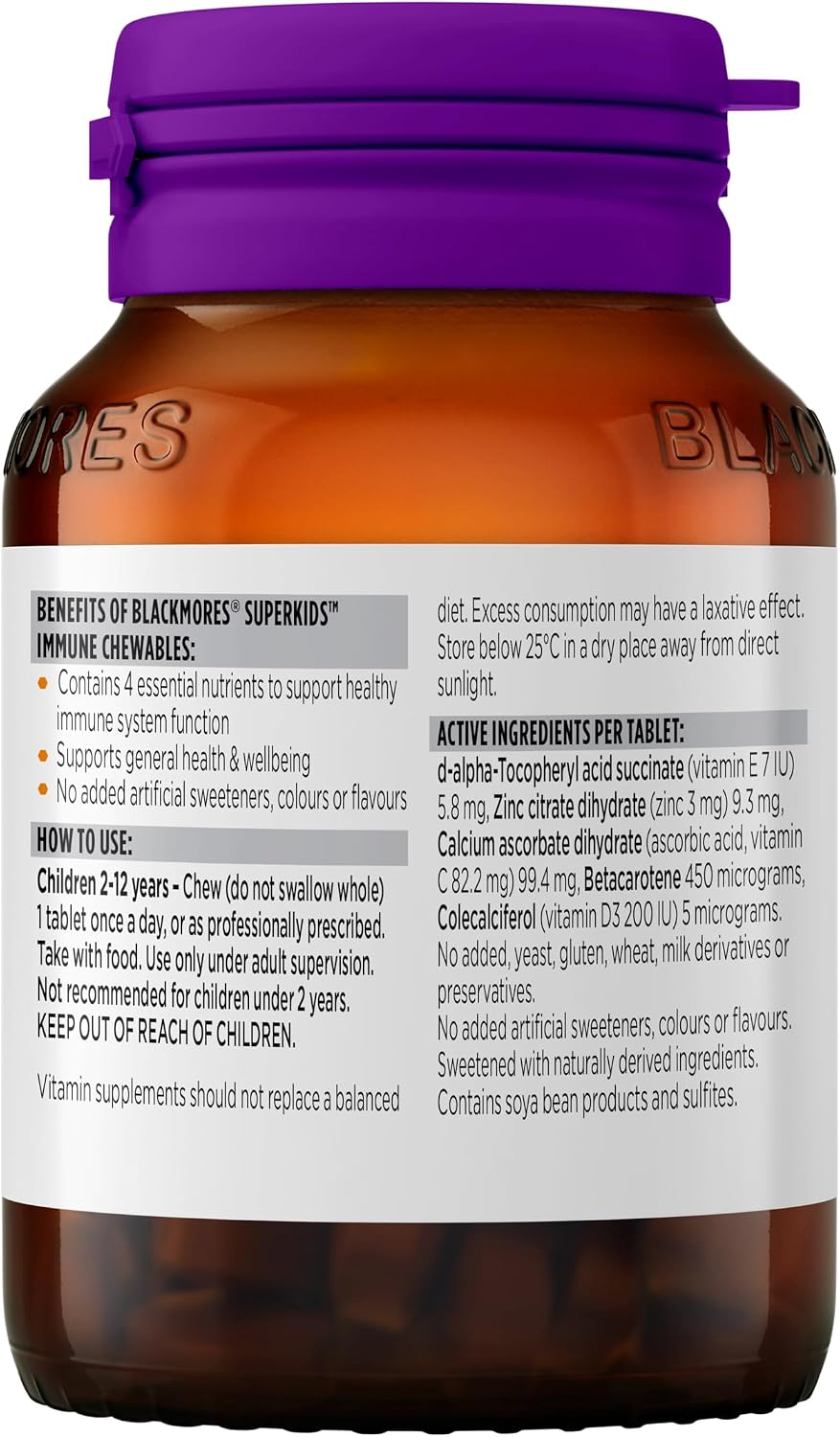 Blackmores Superkids Immune 60 Chewable Tablets - görsel 3