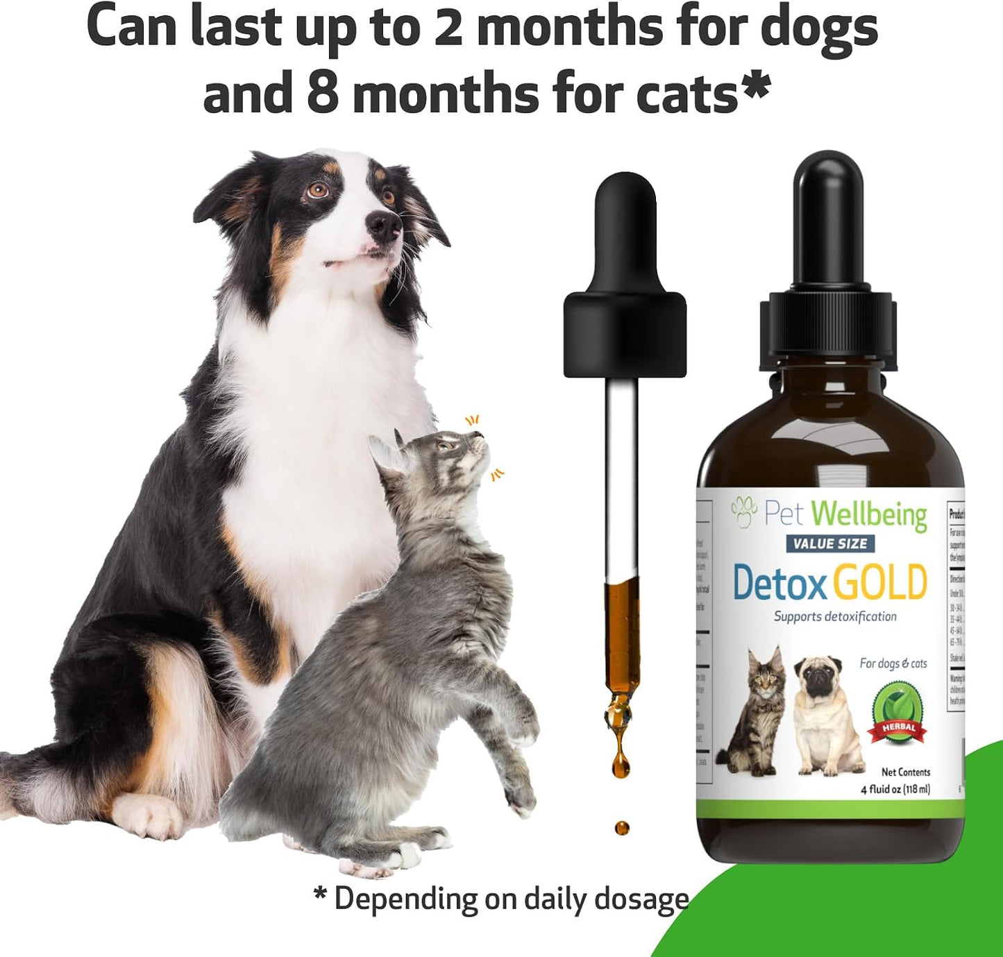Pet Wellbeing Detox Gold for Dogs & Cats - Gentle Detoxification & Elimination Support, Immune System Care, Nettle, Blessed Thistle - Veterinarian-Formulated Herbal Supplement, 118 ml - görsel 7