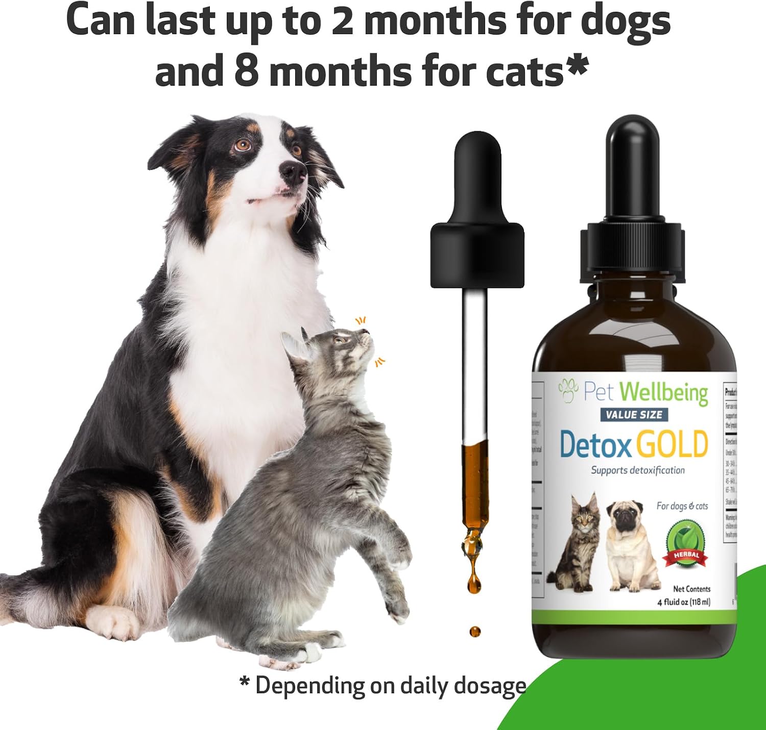 Pet Wellbeing Detox Gold for Dogs & Cats - Gentle Detoxification & Elimination Support, Immune System Care, Nettle, Blessed Thistle - Veterinarian-Formulated Herbal Supplement, 118 ml - görsel 7