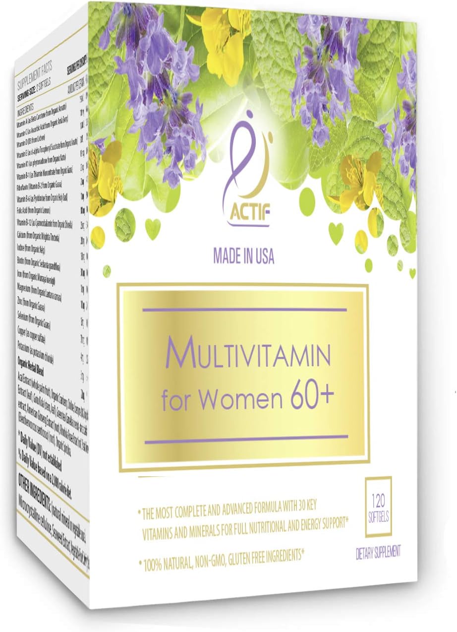 ACTIF Multivitamin for Women Age 60+ with 30 Organic Vitamins and Herbs, Non-GMO, Two-Month Supply - görsel 4