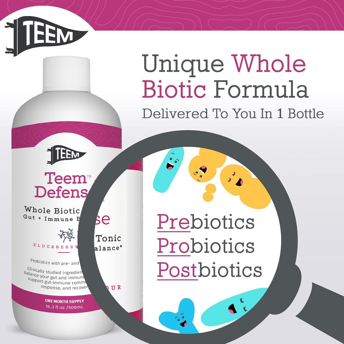 Teem Defence Liquid Probiotic with Elderberry - Whole Biotic Tonic for Digestion & Immunity, 482 ml - görsel 3