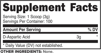 Primaforce D-Aspartic Acid - 300g (100 Servings), Unflavoured, Vegetarian, Non-GM