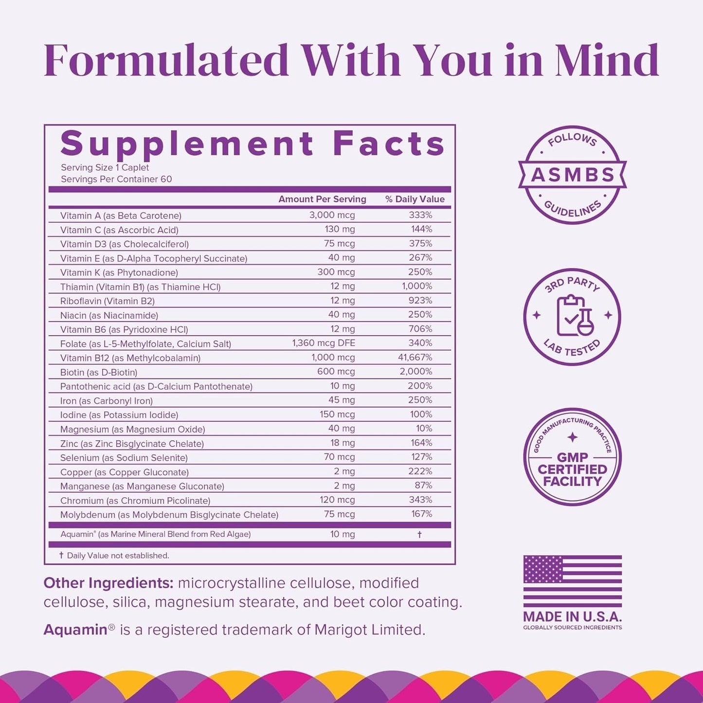 BariMelts Once Daily Bariatric Multivitamin with Iron - 60 Easy-Swallow Caplets (2-Month Supply) - görsel 2