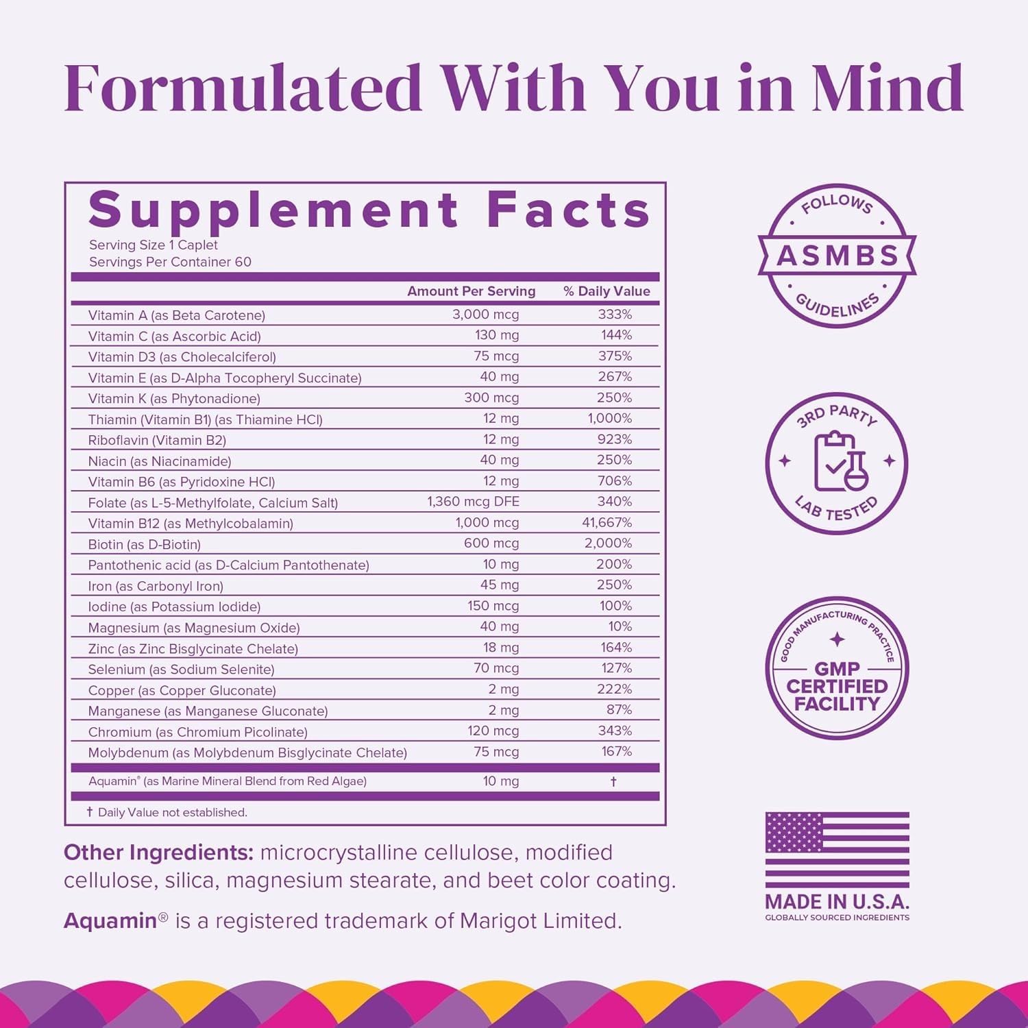 BariMelts Once Daily Bariatric Multivitamin with Iron - 60 Easy-Swallow Caplets (2-Month Supply) - görsel 2