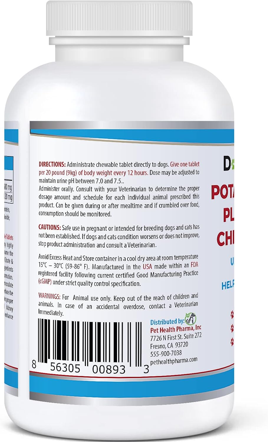Potassium Citrate Plus Cranberry Supplement for Dogs (100 Tablets) – Urinary Tract Support – Helps Deter Formation of Calcium Oxalate Stones – Deters Bladder & Kidney Stones (Made in the USA) - görsel 5
