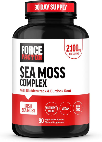 Force Factor Irish Sea Moss Capsules with Burdock and Bladderwrack – Vegan, No Gelatin, 90 Capsules