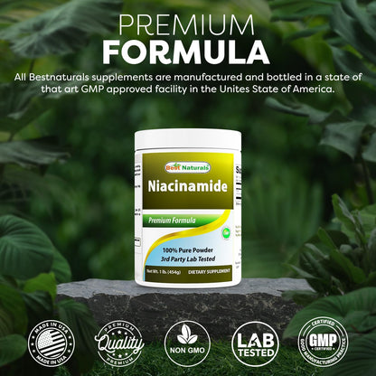 Best Naturals Niacinamide (Vitamin B3) Pure Powder, 454 g