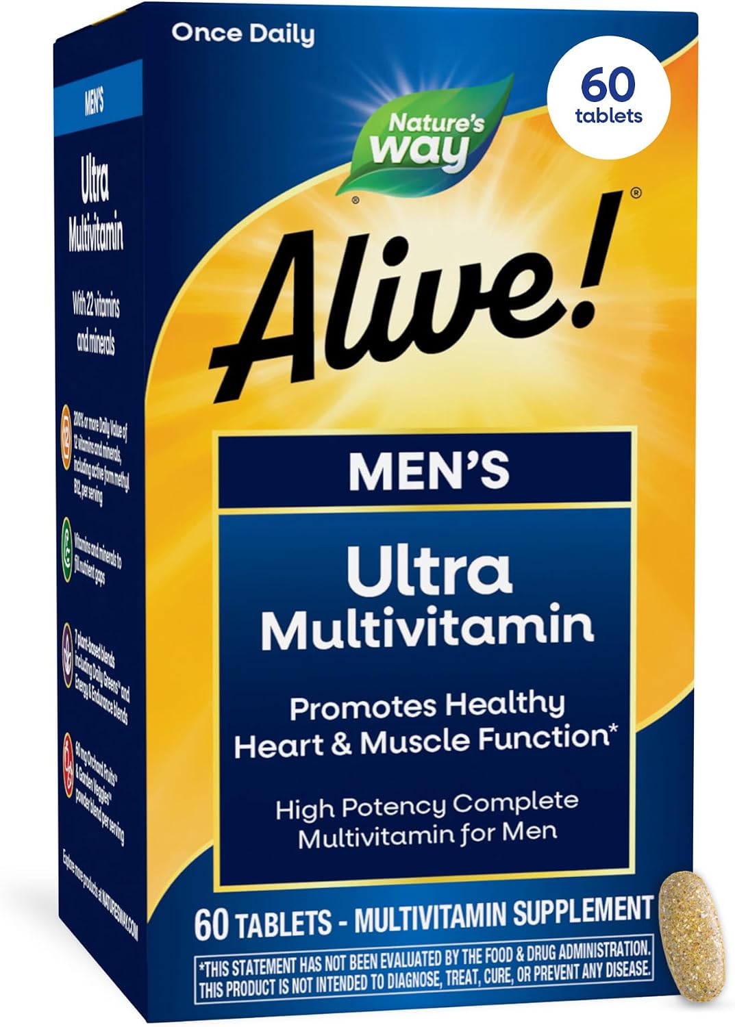 Nature's Way Alive! Men's Once Daily Ultra Potency Multivitamin Tablets, 60 Tablets - görsel 1