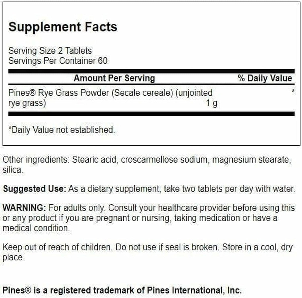 Swanson Rye Grass 500 mg, 120 Tablets - görsel 2
