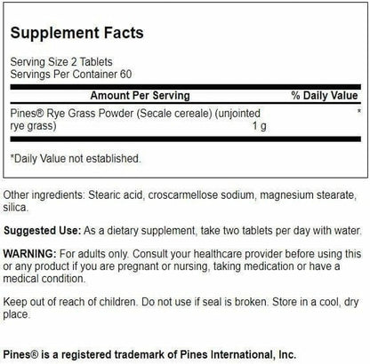 Swanson Rye Grass 500 mg, 120 Tablets