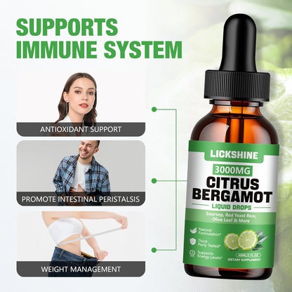lickshine Citrus Bergamot Liquid Drops 3000mg - 2 Pack - High Absorption Liquid Supplement for Antioxidant & Immune Support, 120 ml Each