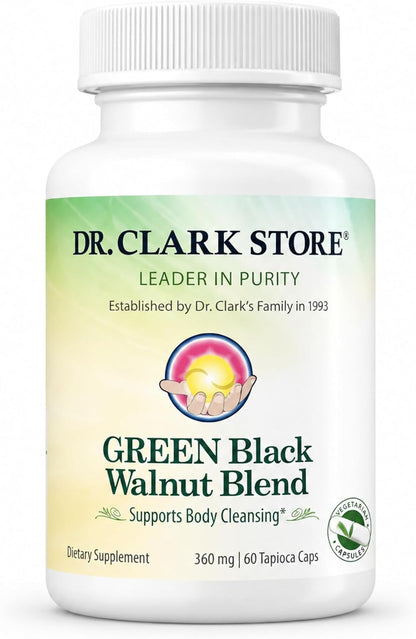 Dr Clark Store Green Black Walnut Blend - Freeze Dried Hull with Peppermint, 360 mg, 50 Gelatin Capsules