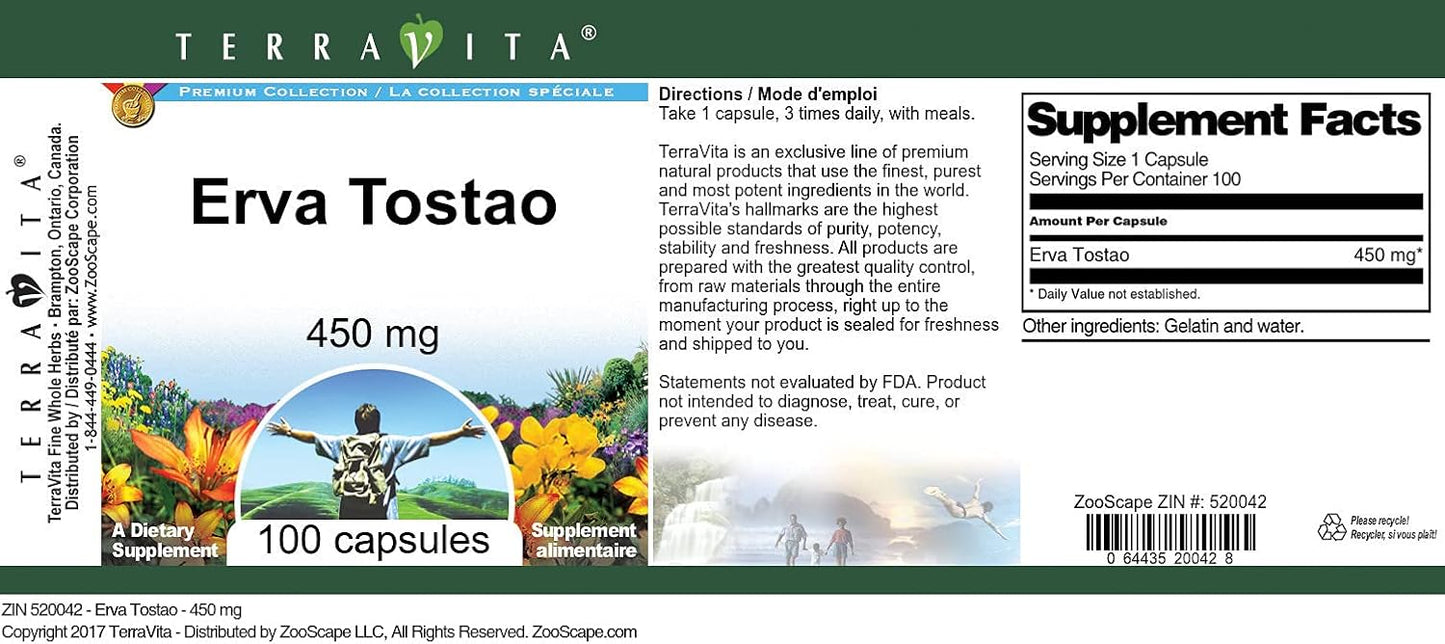 Erva Tostão - 450 mg (100 Capsules) - 3 Pack - görsel 3