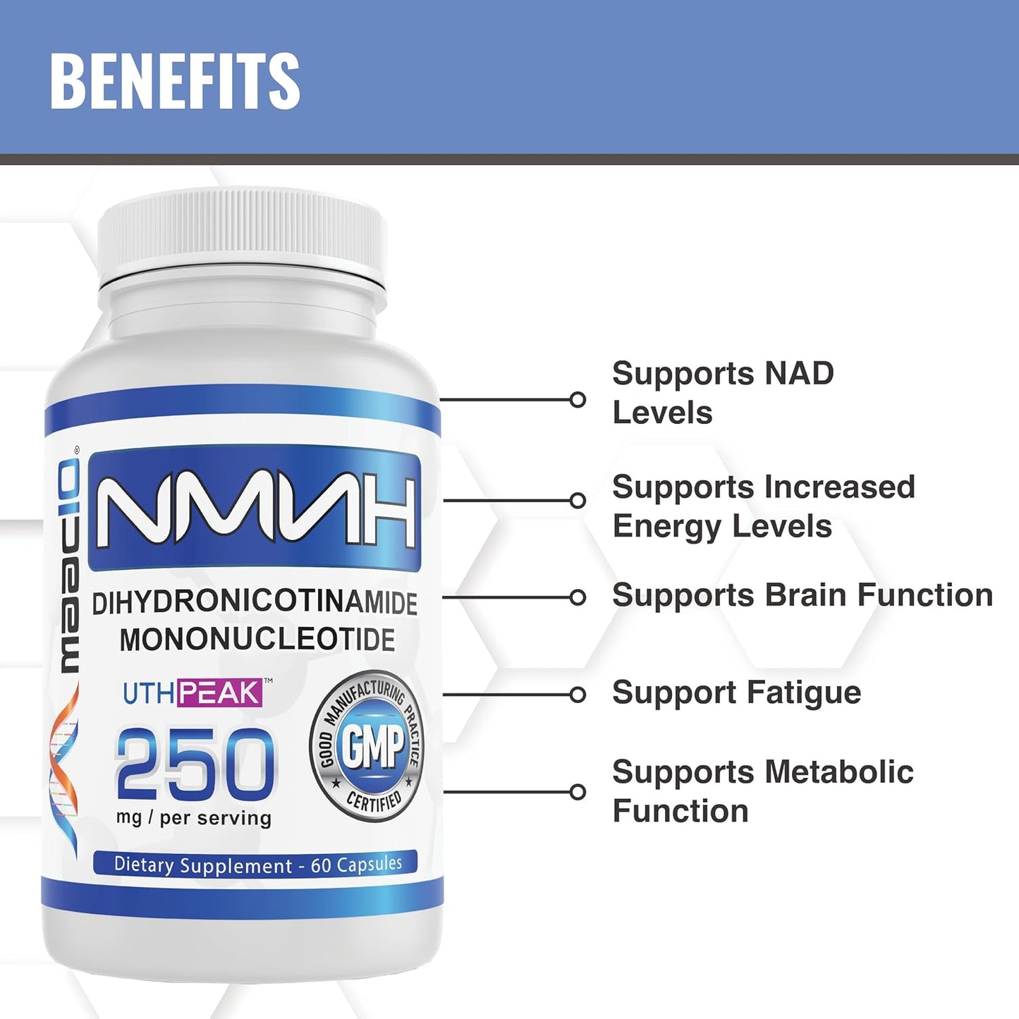 MAAC10 NMNH - NAD+ Booster Food Supplement - 250 mg, 60 Capsules - görsel 6