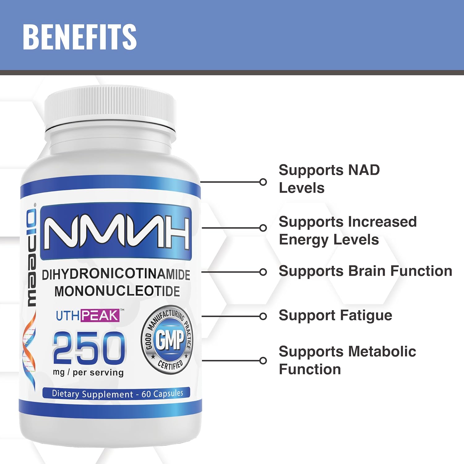MAAC10 NMNH - NAD+ Booster Food Supplement - 250 mg, 60 Capsules - görsel 6