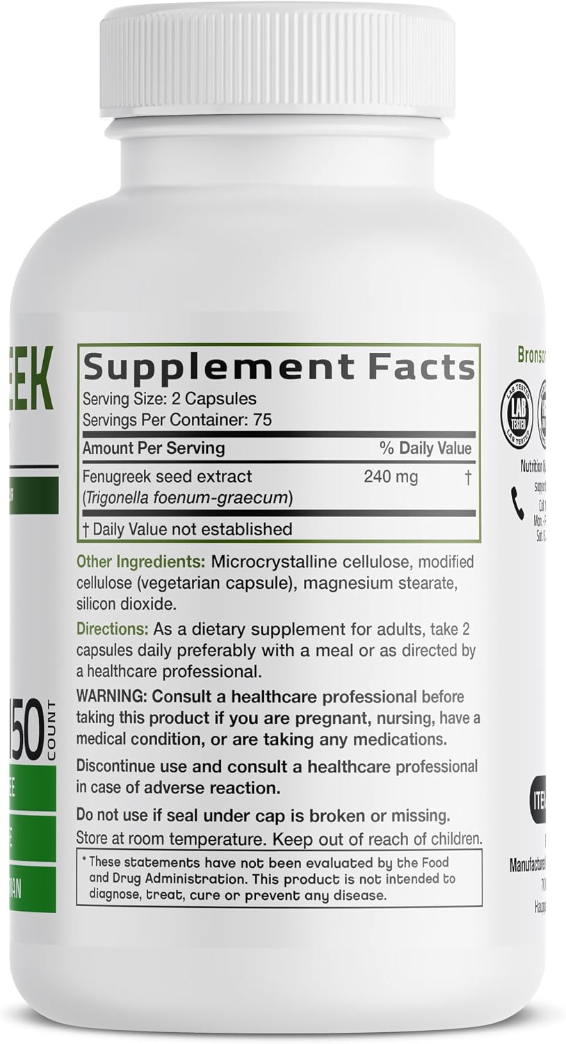 Bronson Extra Strength Fenugreek Seed Powder Capsules, 150 Capsules - görsel 2