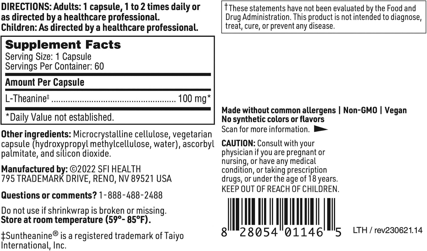 Klaire Labs L-Theanine – 100mg Suntheanine (60 Capsules) - görsel 5