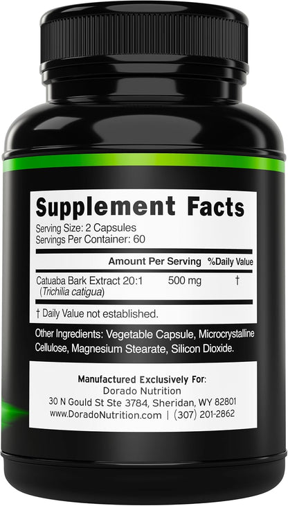 Catuaba Bark Extract 10,000mg Per Serving (120 Capsules) - Erythroxylum Catuaba - Third Party Tested - Drive & Stamina - Made in the USA - Gluten-free & Non-GMO - Vegan - For Men & Women